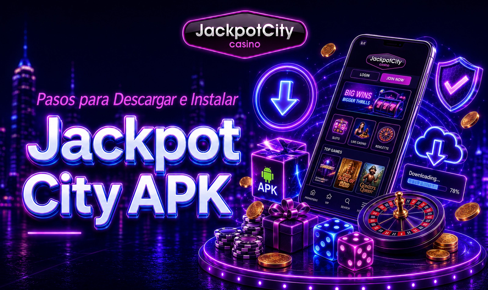 Descarga e instalación de Jackpot City APK para Android en Chile