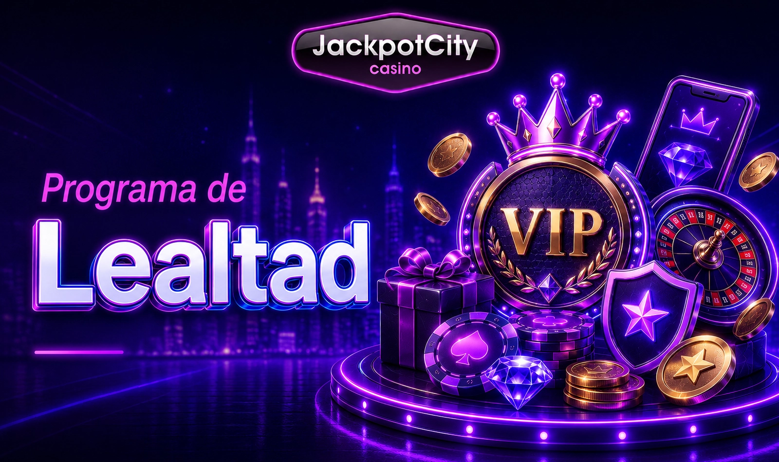 Programa de lealtad Jackpot City con recompensas para usuarios activos
